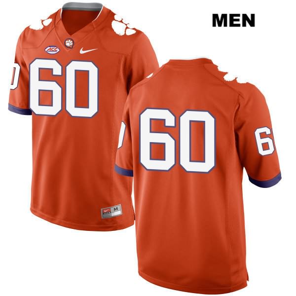 Men's Clemson Tigers #60 Bobby Gettys Stitched Orange Authentic Style 2 Nike No Name NCAA College Football Jersey WTI2746SV